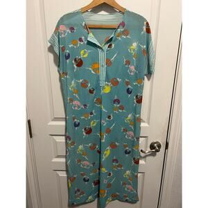 Vintage blue patterned sheer dress from Italy